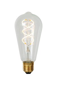 Lucide ST64 - Glühfadenlampe - Ø 6,4 cm - LED Dim. - E27 - 1x4,9W 2700K - Transparent EINgeschaltet