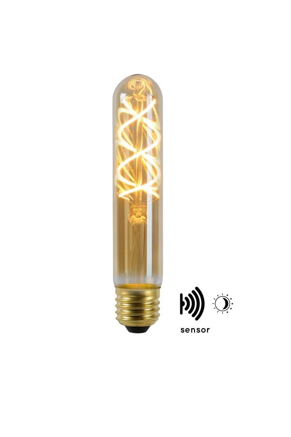 Lucide T32 TWILIGHT SENSOR - Glühfadenlampe Außen - Ø 3 cm - LED - E27 - 1x4W 2200K - Amber - EINgeschaltet 2