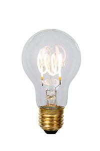 Lucide A60 - Filament lamp - Ø 6 cm - LED Dimb. - E27 - 1x4,9W 2700K - Transparant aan