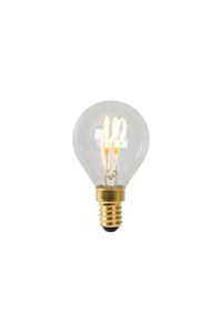 Lucide P45 - Glühfadenlampe - Ø 4,5 cm - LED Dim. - E14 - 1x3W 2700K - Transparent EINgeschaltet