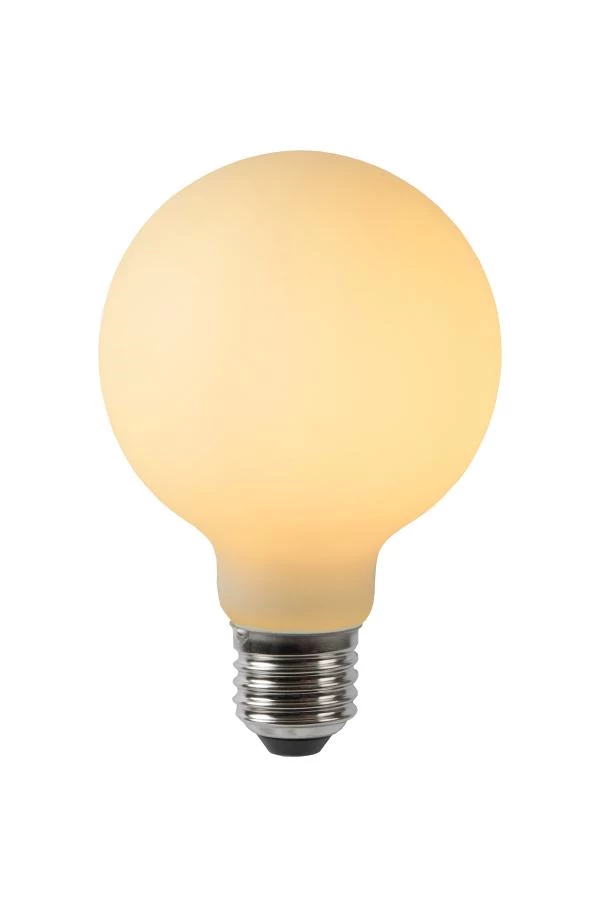 Lucide G80 - Glühfadenlampe - Ø 8 cm - LED Dim. - E27 - 1x5W 2700K - Opal - EINgeschaltet 1