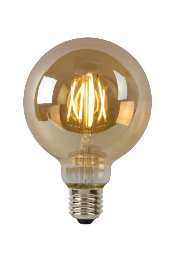 Lucide G95 - Glühfadenlampe - Ø 9,5 cm - LED Dim. - E27 - 1x5W 2700K - Amber - EINgeschaltet 2