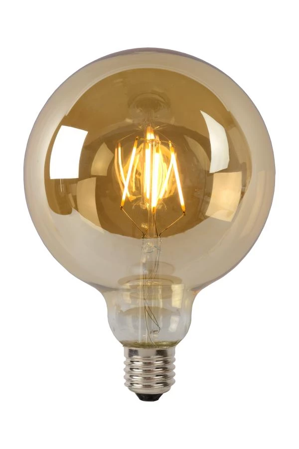 Lucide G125 - Glühfadenlampe - Ø 12,5 cm - LED Dim. - E27 - 1x8W 2700K - Amber - EINgeschaltet 2