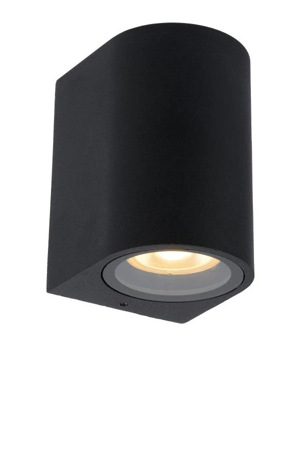 Lucide ZARO - Wandspot / Wandlamp Binnen/Buiten - 1xGU10 - IP44 - Zwart - aan