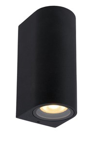 Lucide ZARO - Wandspot / Wandlamp Binnen/Buiten - 2xGU10 - IP44 - Zwart aan