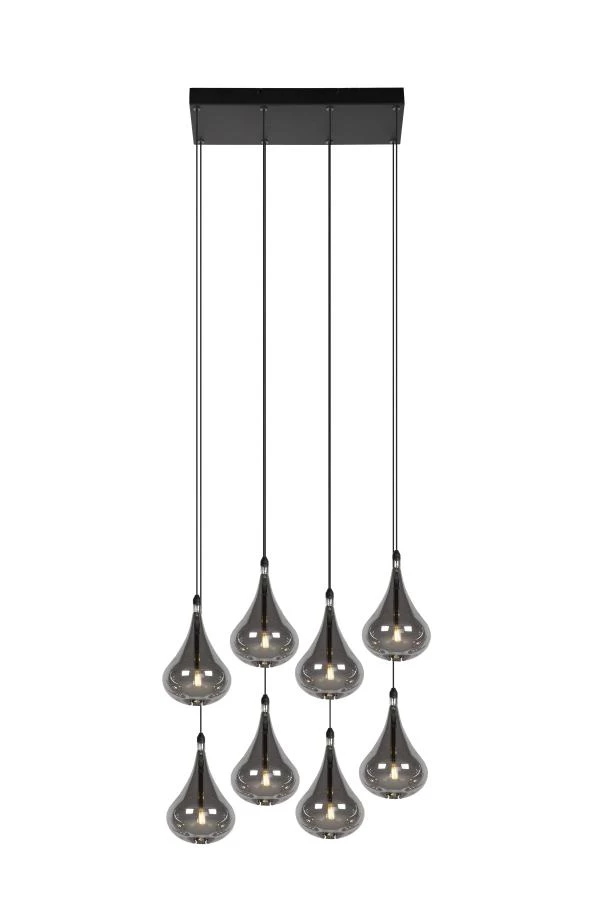 Lucide TEARS - Pendant light - LED Dim. - G4 - 8x1,5W 3000K - Black - on