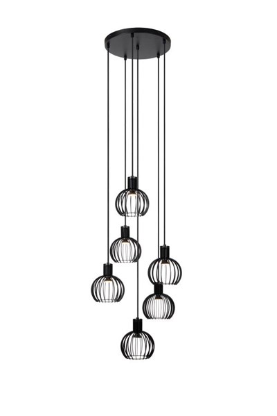 Lucide MIKAELA - Pendant light - Ø 35 cm - 6xE14 - Black