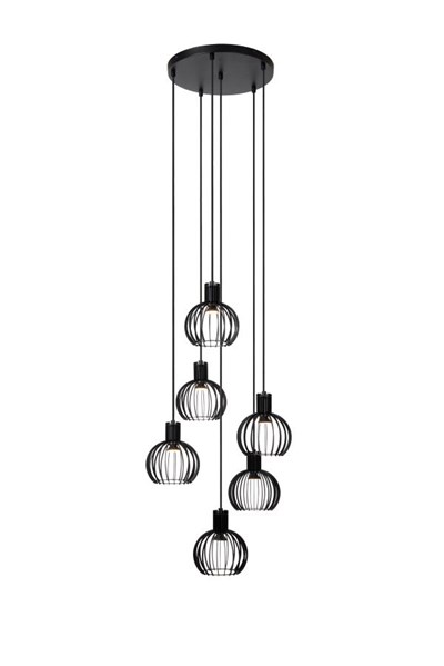 Lucide MIKAELA - Lámpara colgante - Ø 35 cm - 6xE14 - Negro