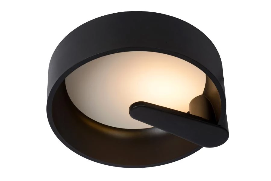 Lucide MIAMI - Plafonnière - Ø 30 cm - LED Dimb. - 1x13W 3000K - Zwart - aan