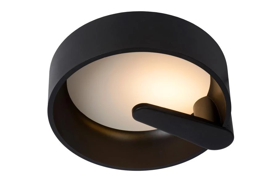 Lucide MIAMI - Plafonnière - Ø 30 cm - LED Dimb. - 1x12W 3000K - Zwart - aan