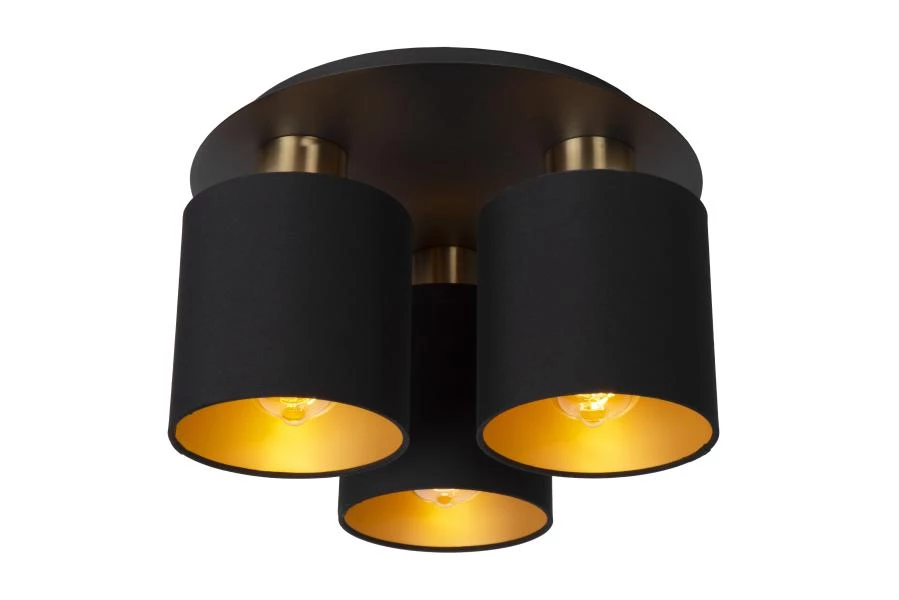 Lucide FUDRAL - Flush ceiling light - Ø 37 cm - 3xE27 - Black - on