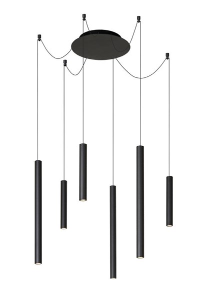 Lucide LORENZ - Suspension - Ø 120 cm - LED Dim. - 6x4W 3000K - Noir