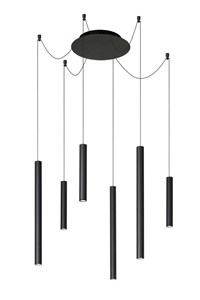 Lucide LORENZ - Hanglamp - LED Dimb. - 6x0,7W 3000K - Zwart aan