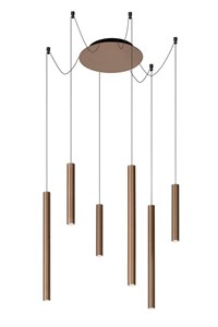 Lucide LORENZ - Hanglamp - Ø 120 cm - LED Dimb. - 6x4W 3000K - Roest bruin aan 7