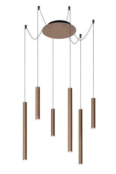 Lucide LORENZ - Pendant light - Ø 120 cm - LED Dim. - 6x4W 3000K - Rust Brown