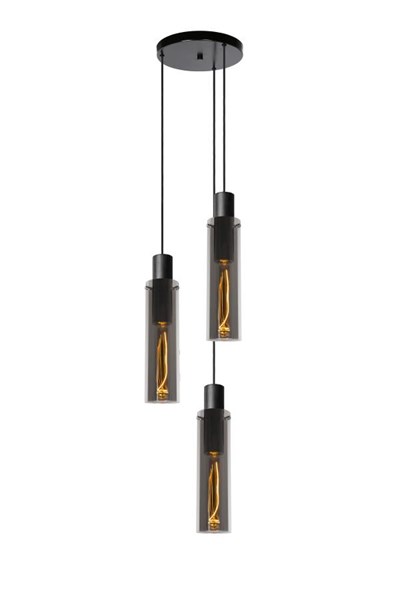 Lucide ORLANDO - Pendant light - Ø 32 cm - 3xE27 - Smoke Grey