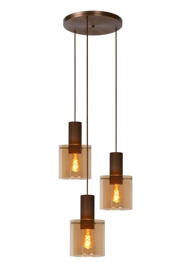 Lucide TOLEDO - Pendant light - 3xE27 - Amber - on 2