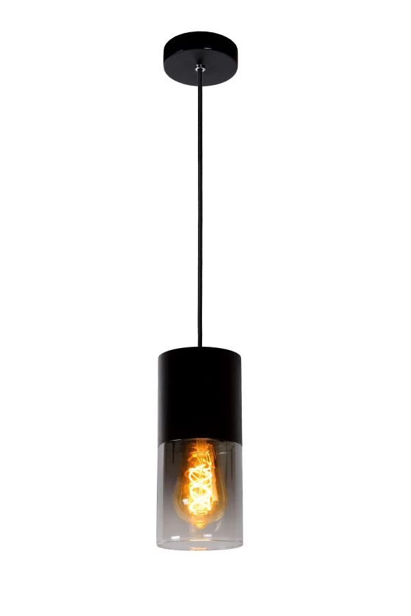 Lucide ZINO - Hanglamp - Ø 10 cm - 1xE27 - Zwart - aan 5