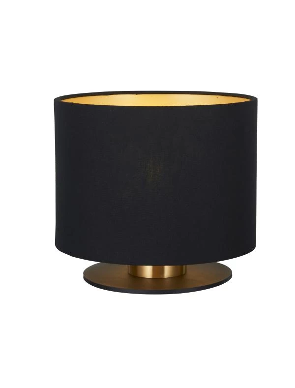 Lucide FUDRAL - Lampe de table - Ø 20 cm - 1xE27 - Noir - allumé