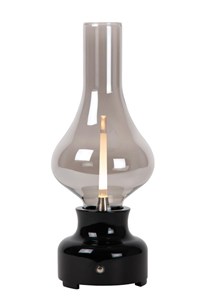 Lucide JASON - Oplaadbare Tafellamp - Accu/Batterij - LED Dimb. - 1x2W 3000K - 3 StepDim - Zwart aan