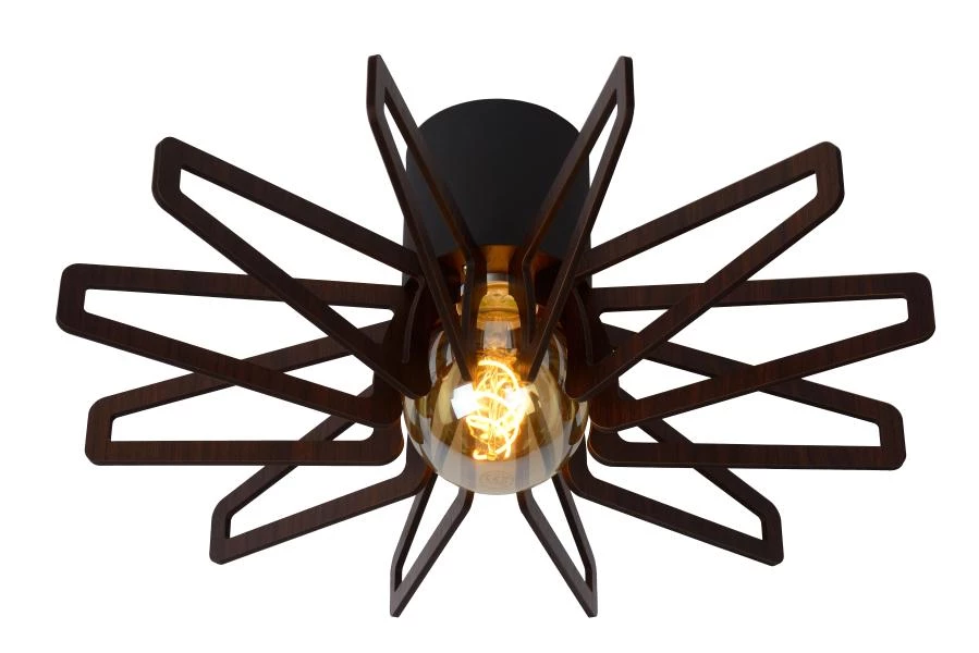 Lucide ZIDANE - Lámpara de techo - Ø 45 cm - 1xE27 - Negro - encendido