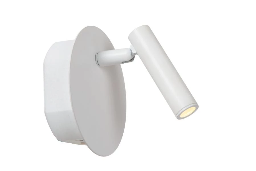 Lucide JOLIJN - Oplaadbare Bedlamp - Accu/Batterij - Ø 10,2 cm - LED - 1x2W 3000K - Magnetisch - Wit - aan 1