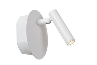Lucide JOLIJN - Lámpara de cabecera Recargable - Batería/acumulador - Ø 10,2 cm - LED - 1x2W 3000K - Magnético - Blanco