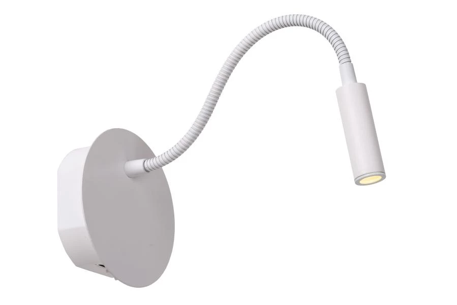 Lucide JOLIJN - Oplaadbare Bedlamp - Accu/Batterij - Ø 11 cm - LED - 1x2W 3000K - Magnetisch - Wit - aan 1