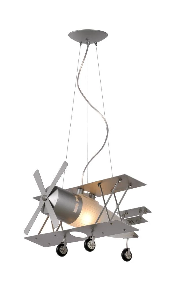 Lucide FOCKER - Hanglamp Kinderkamer - 1xE27 - Grijs - aan 6
