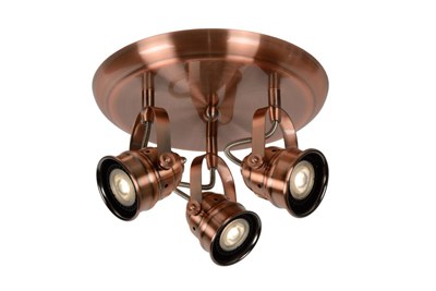 Lucide CIGAL - Ceiling spotlight - LED - GU10 - 3x5W 2700K - Copper