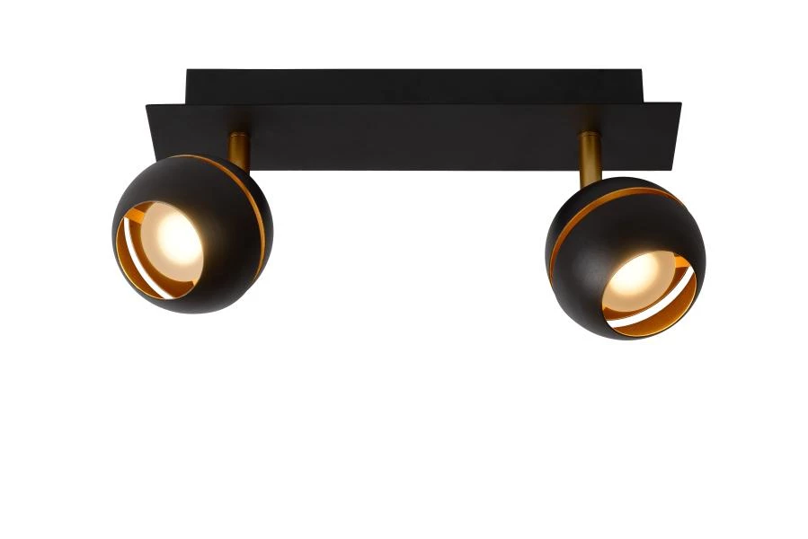 Lucide BINARI - Spot plafond - LED - 2x4,5W 2700K - Noir - allumé
