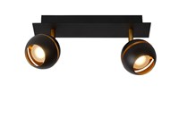 Lucide BINARI - Plafondspot - LED - 2x4,5W 2700K - Zwart aan