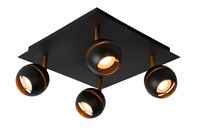 Lucide BINARI - Plafondspot - LED - 4x4,5W 2700K - Zwart aan