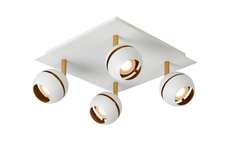 Lucide BINARI - Plafondspot - LED - 4x4,5W 2700K - Wit - aan 1