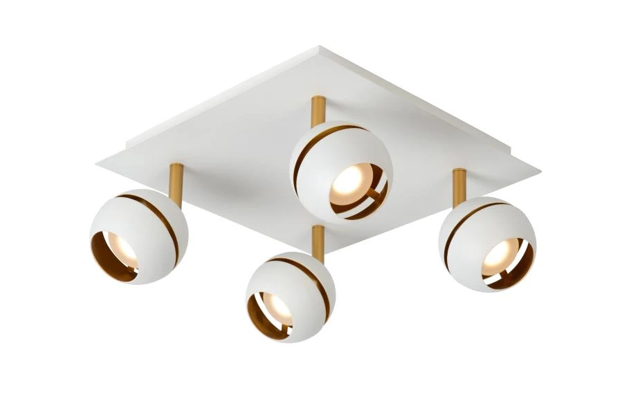 Lucide BINARI - Spot plafond - LED - 4x4,5W 2700K - Blanc - allumé 1
