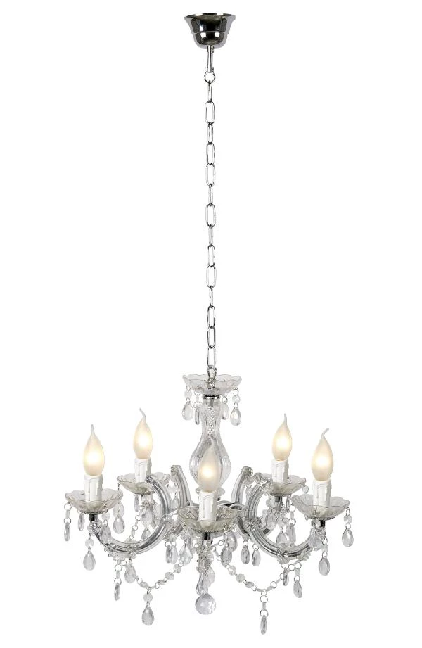 Lucide ARABESQUE - Chandelier - Ø 45 cm - 5xE14 - Transparant - on