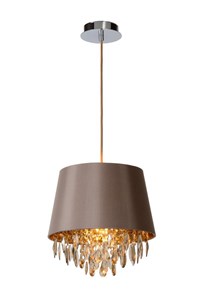 Lucide DOLTI - Hanglamp - Ø 30,5 cm - 1xE27 - Taupe aan 1