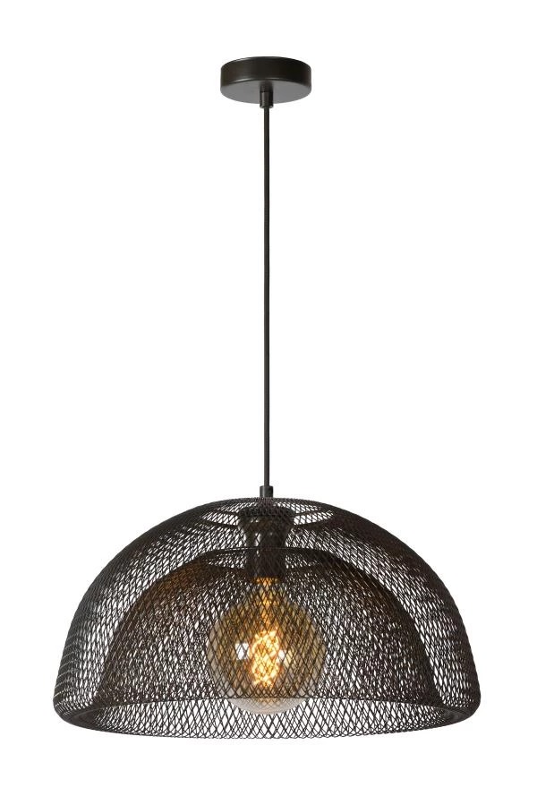 Lucide MESH - Hanglamp - Ø 45 cm - 1xE27 - Zwart - aan