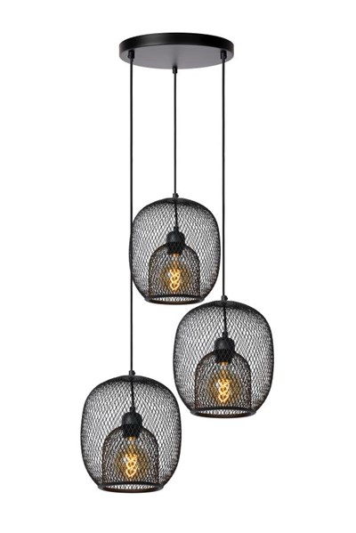 Lucide JERREL - Pendant light - Ø 51 cm - 3xE27 - Black