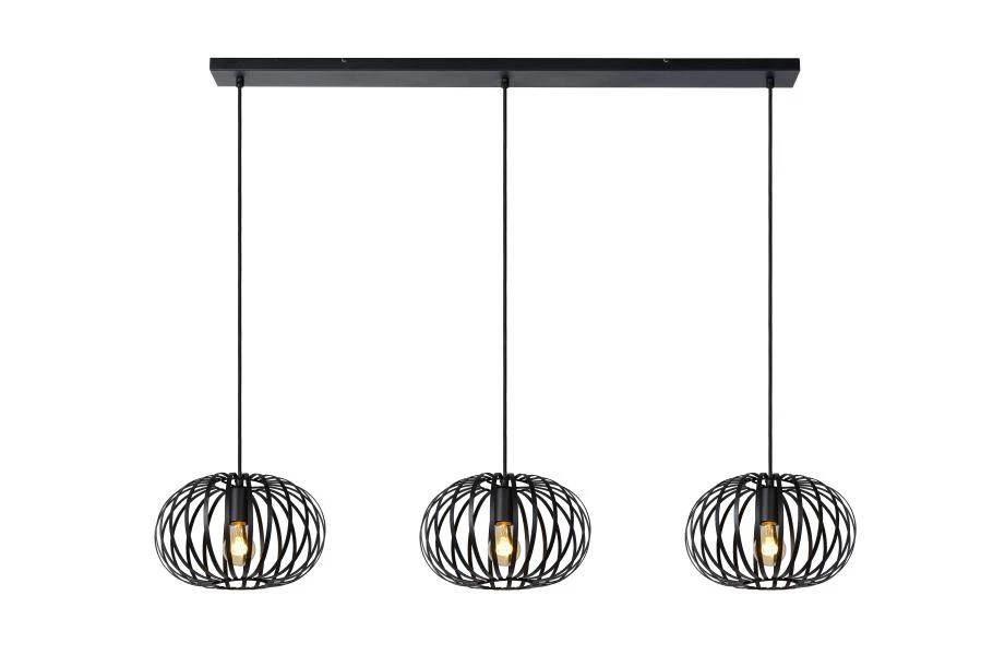 Lucide MANUELA - Pendant light - 3xE27 - Black - on