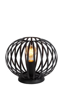Lucide MANUELA - Lámpara de mesa - Ø 25 cm - 1xE27 - Negro encendido