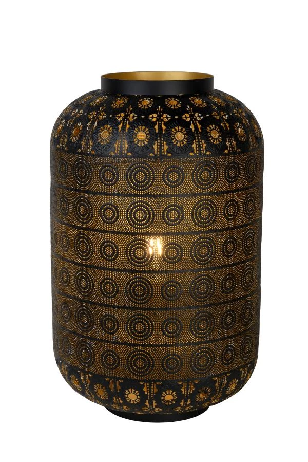 Lucide TAHAR - Lampe de table - Ø 39 cm - 1xE27 - Noir - allumé