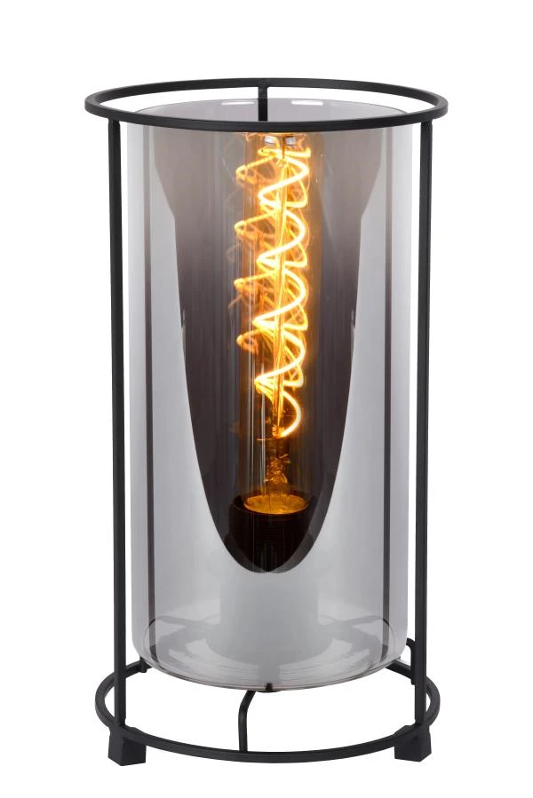 Lucide DOUNIA - Tischlampe - Ø 15 cm - 1xE27 - Schwarz - AAN