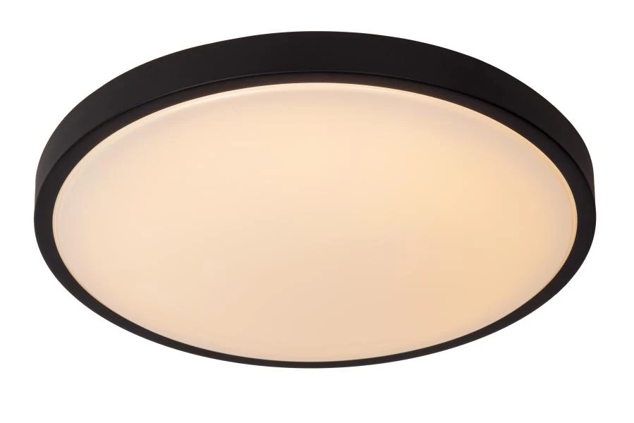 Lucide DASHER - Flush ceiling light Bathroom - Ø 41 cm - LED - 1x24W 2700K - IP44 - Black - on