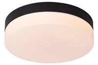 Lucide BISKIT - Plafonnière Badkamer - Ø 23 cm - LED - 1x12W 2700K - IP44 - Zwart aan