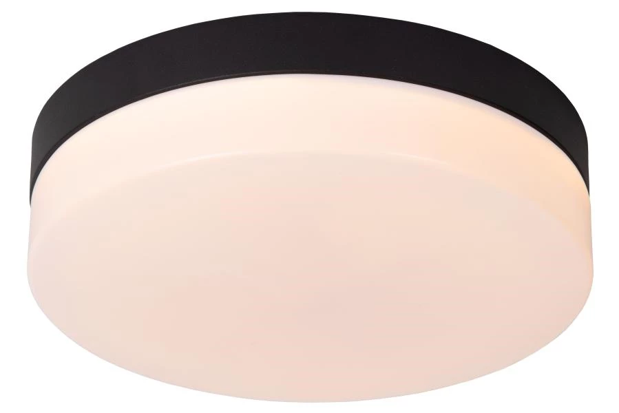 Lucide BISKIT - Flush ceiling light Bathroom - Ø 23 cm - LED - 1x12W 2700K - IP44 - Motion Sensor - Black - on