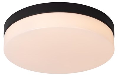 Lucide BISKIT - Plafonnier Salle de bains - Ø 28 cm - LED - 1x18W 2700K - IP44 - Détecteur De Mouvement - Noir