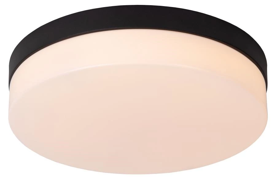 Lucide BISKIT - Flush ceiling light Bathroom - Ø 28 cm - LED - 1x18W 2700K - IP44 - Black - on