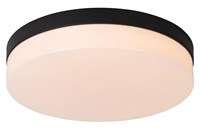 Lucide BISKIT - Plafonnière Badkamer - Ø 34,5 cm - LED - 1x24W 2700K - IP44 - Beweging & dag/nacht sensor - Zwart aan