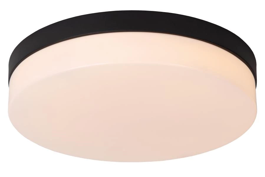 Lucide BISKIT - Deckenleuchte Badezimmer - Ø 34,5 cm - LED - 1x24W 2700K - IP44 - Bewegungssensor - Schwarz - AAN